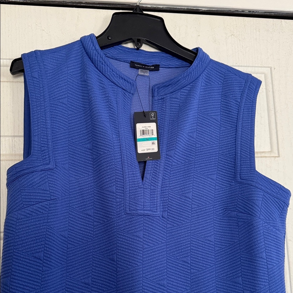 Tommy Hilfiger Blue Sleeveless Dress with 2 Front Button Pockets NWT size 16 - Picture 6 of 9
